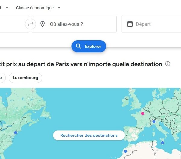 Vue de la page d'accueil de Google Flights