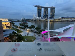 La vue depuis la terrasse de l'Esplanade à Singapour