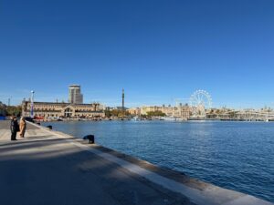 Au bout de la Rambla, près de Port Vell, un marché de Noël et une grande roue s'installent chaque année pour les fêtes