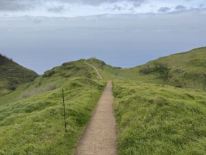 Le chemin vallonné pour accéder au Miradouro da Boa Morte, à Lombada Velha (Madère)