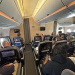 La vue sur la cabine Premium Economy de l'A350-900 de SAS, peu avant l'arrivée à Tokyo-Haneda
