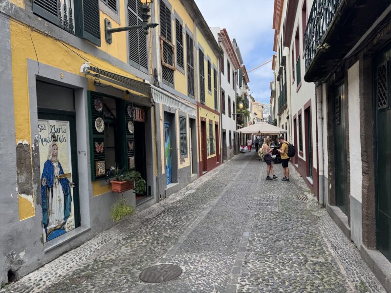 Des exemples de portes peintes, dans la rue Santa Maria au cœur du Vieux Funchal (Madère)
