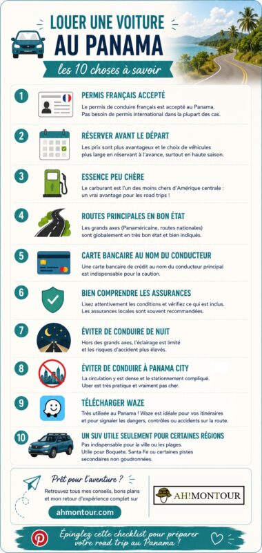 Infographie : 10 choses à savoir avant de louer une voiture au Panama