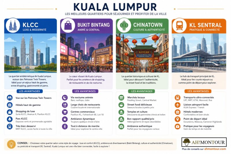 Infographie : les meilleurs quartiers pour séjourner et profiter de Kuala Lumpur