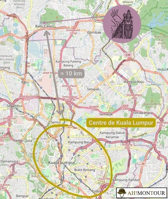 Plan de situation de Batu Caves à Kuala Lumpur